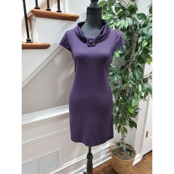 Alyn Paige Womens Purple Polyester Cowl Neck Cap Sleeve Knee Length Dress Size M - Picture 1 of 10